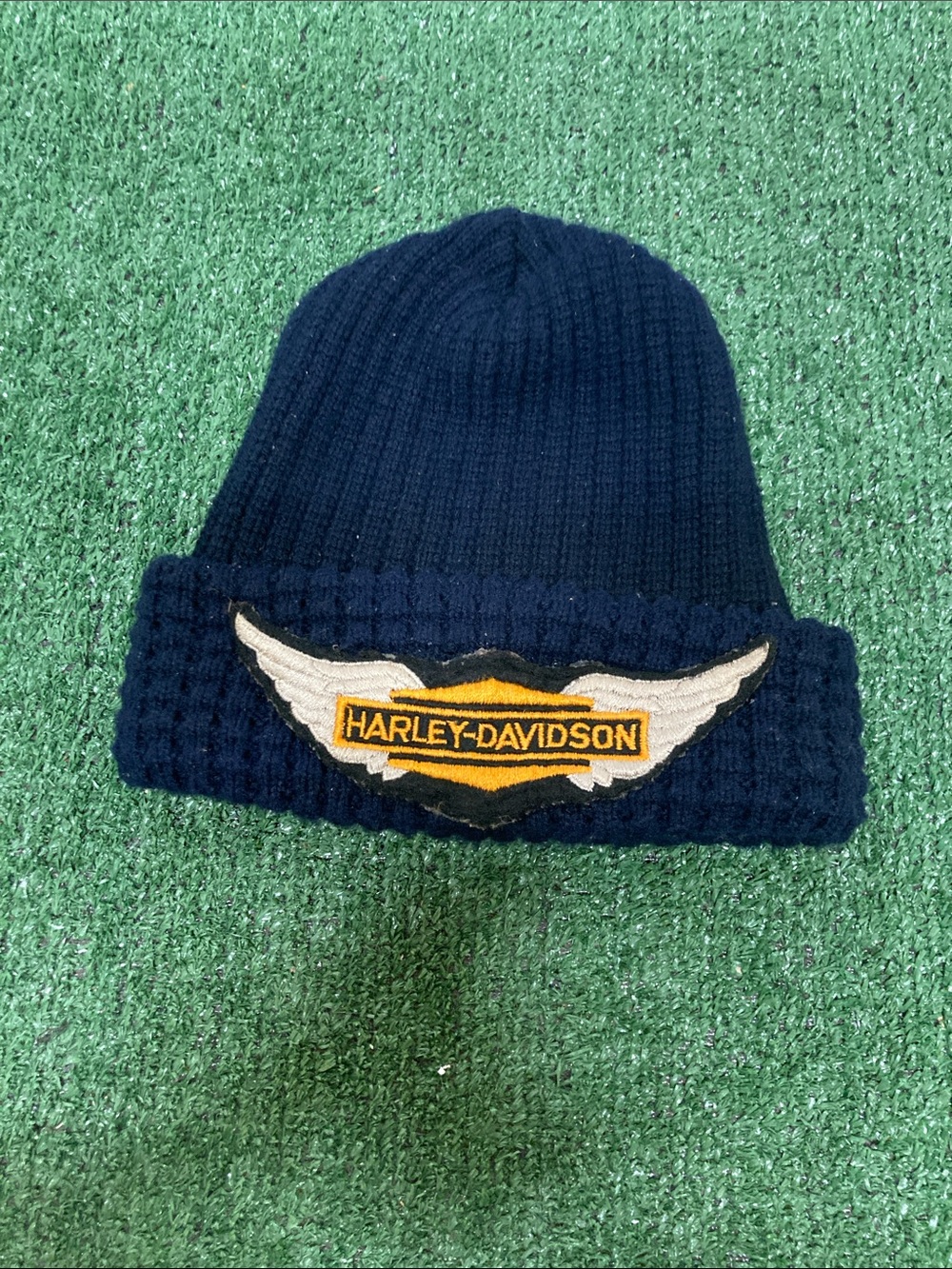 Vintage Harley-Davidson Navy Ribbed Beanie (OKPM-09-045)